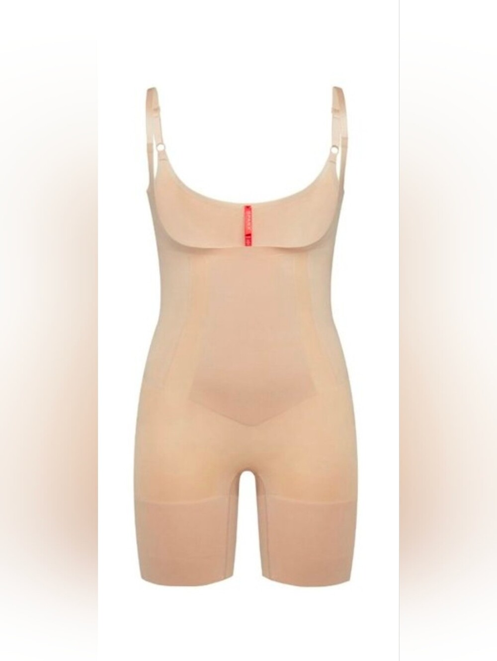 Nwt Spanx Sculpt 10130R OnCore Open Bust Mid Thigh Bodysuit Soft Nude Large